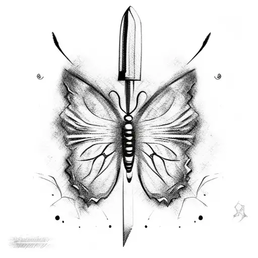 Barbed Wire, butterfly knife tattoo design idea