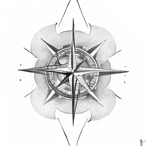 3 ospreys, lighthouse, compass rose, palm tree, fleur de Liz  tattoo design idea