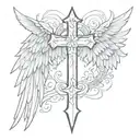 cross woth wings tattoo design idea