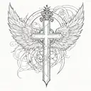 cross woth wings tattoo design idea