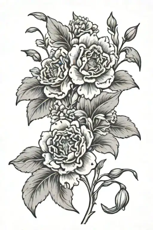 carnations and snowdrops tattoo design idea