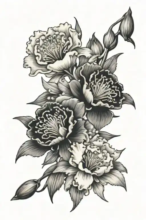carnations and snowdrops tattoo design idea