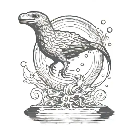 levitating water animal giving a sphere of power tattoo design idea