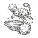 levitating water animal giving a sphere of power tattoo design idea