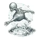levitating water animal giving a sphere of power tattoo design idea