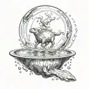 levitating water animal giving a sphere of power tattoo design idea