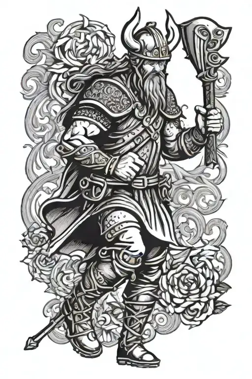 viking wearing Liverpool Fc jersey tattoo design idea