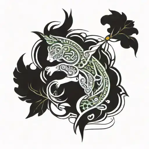 tribal design combined with the name artemis tattoo design idea