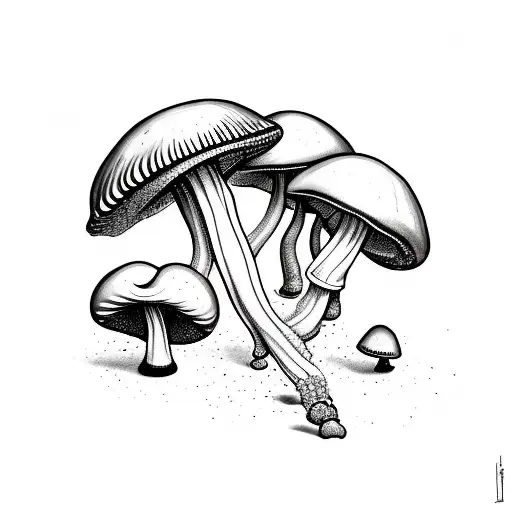 Trippy Mushrooms tattoo design idea