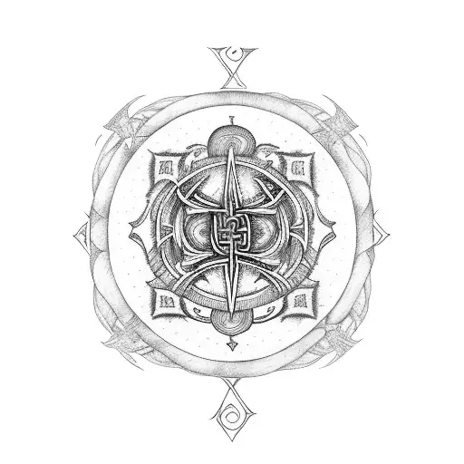 Vegvisir, elder futhark, web of wyrd tattoo design idea