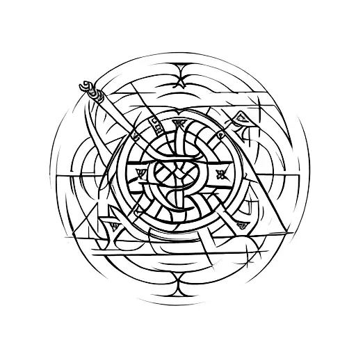 Vegvisir, web of wyrd, futhark tattoo design idea