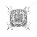 Vegvisir, elder futhark, web of wyrd tattoo design idea