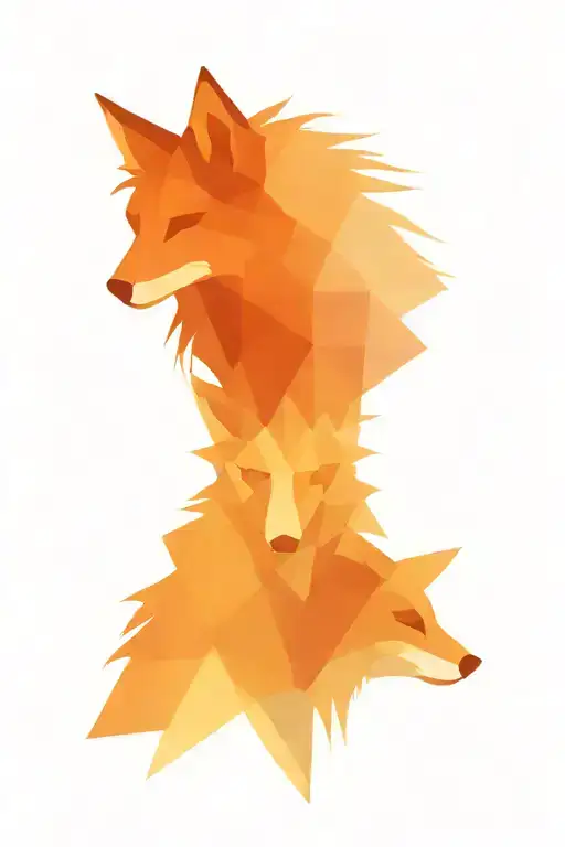 in geometric shape a lyon's head in the center, an owl's head on the right and a fox's head on the left tattoo design idea