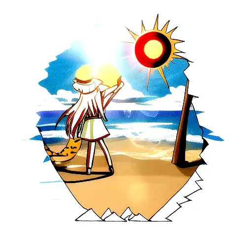 sun and sea tattoo design idea