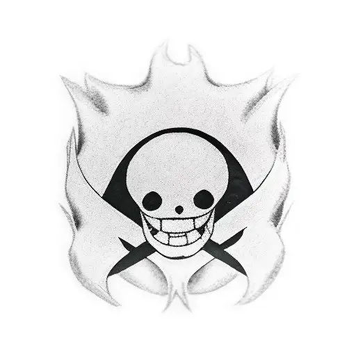the logo of the anime one piece mixed with the logo of akagami no shanks from the same anime tattoo design idea