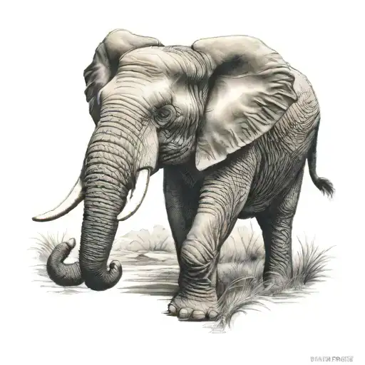 Elephant with trunk up  tattoo design idea