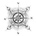 map, compass, anchor, roses tattoo design idea