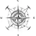 map, compass, anchor, roses tattoo design idea