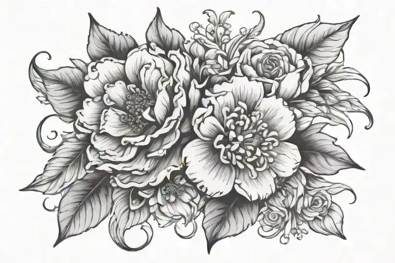 may and December birth flower tattoo design idea