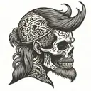 broken skull with beard pieced back together representing tattoo design idea