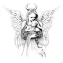 angel hugging a demon tattoo design idea