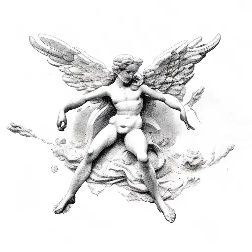Michel Angelo sculpture falling angel tattoo design idea