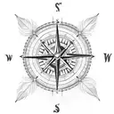 compass inside a dream catcher with arrows pointing up and feathers  tattoo design idea