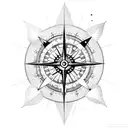 compass inside a dream catcher with arrows pointing up and feathers  tattoo design idea