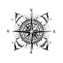 compass inside a dream catcher with arrows pointing up and feathers  tattoo design idea