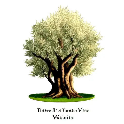 olive tree with lion tattoo design idea