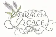 lavendar stem and word "grace" tattoo design idea