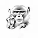 Mother monkey with son tattoo design idea