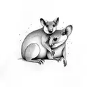 Mother marsupial with son tattoo design idea