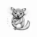 Mother marsupial with son tattoo design idea