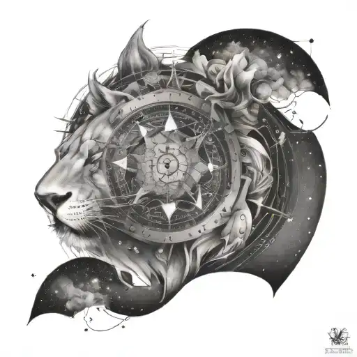 world leo constellation compass rose tattoo design idea