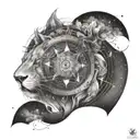 world leo constellation compass rose tattoo design idea