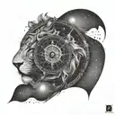 world leo constellation compass rose tattoo design idea