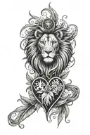 Weed inside heart with Leo the lion behind the heart and MEREKARA through the middle of the heart, on my neck and chest  tattoo design idea