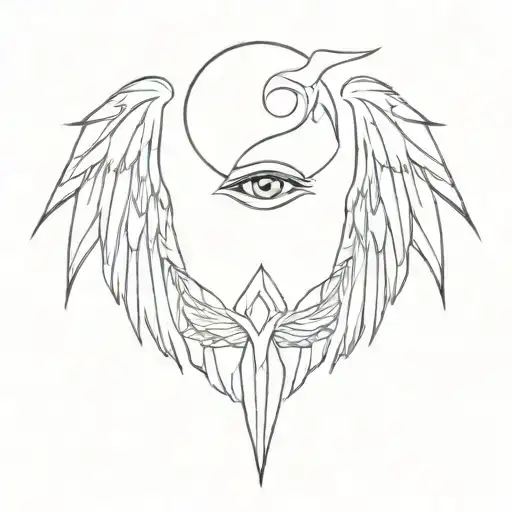 Lucifer eye and fallen angel with wings tattoo design idea