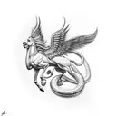 winged centaur facing snake tattoo design idea