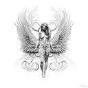 winged centaur facing snake tattoo design idea