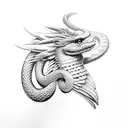 winged centaur facing snake tattoo design idea