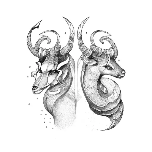 Capricorn and Gemini  tattoo design idea