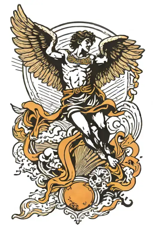 icarus falling from sky tattoo design idea