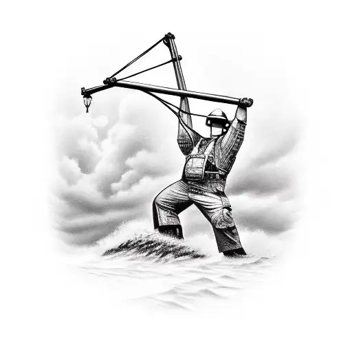 lineman working a storm tattoo design idea