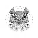 owl on sunflower tattoo design idea