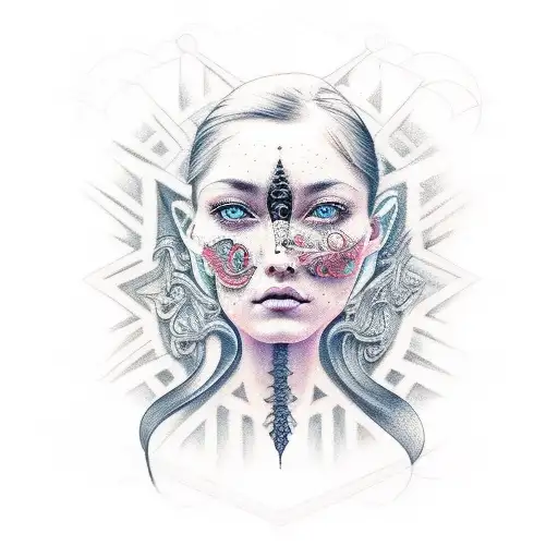 duality goddess tattoo design idea