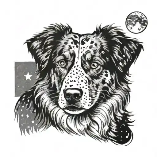 australian shepherd moon tattoo design idea