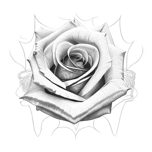 Rose made from 100 dollar bill with shaded skeleton fingers tattoo design idea