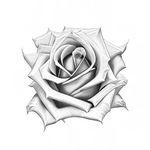 Rose made from 100 dollar bill with shaded skeleton fingers tattoo design idea